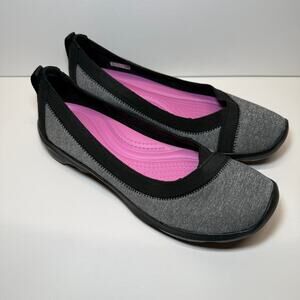 Crocs Ballet Flats Women's 9 Grey Pink Slip On Comfort Shoes Casual Athleisure
